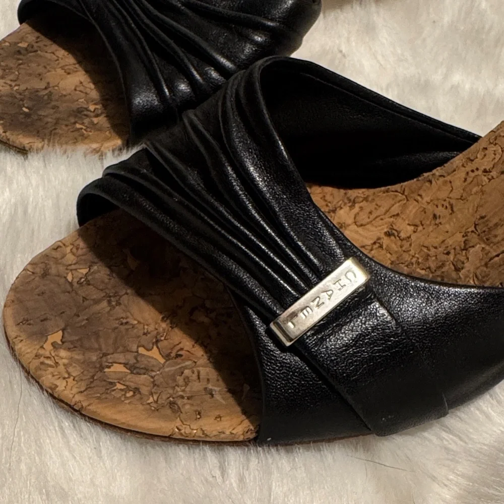 Vintage CHANEL Black Cork Heels Mules size 38 - Picture 3 of 11